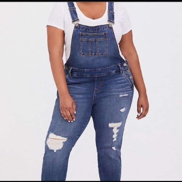 torrid Denim - 🎉 HP 🎉 Torrid Plus Size 2019 Distressed First at Fit Crop Overalls Size 22